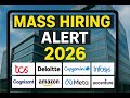 🚨 MASS HIRING ALERT 2026 | TCS, Deloitte, Capgemini, Cognizant, Wipro, Amazon, Meta, Hiring ! 💼