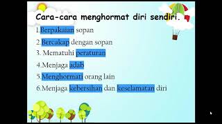 Pendidikan Moral  Tahun 1 Unit 6 Hormat