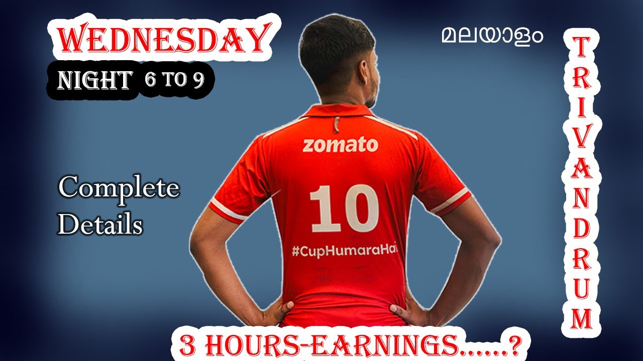 Zomato | Wednesday | 3 Hours | Part-time | Delivery Earnings | Trivandrum | Kerala
