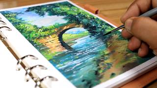 Beautiful Nature Painting Idea Relaxing Landscape Painting Step by Step