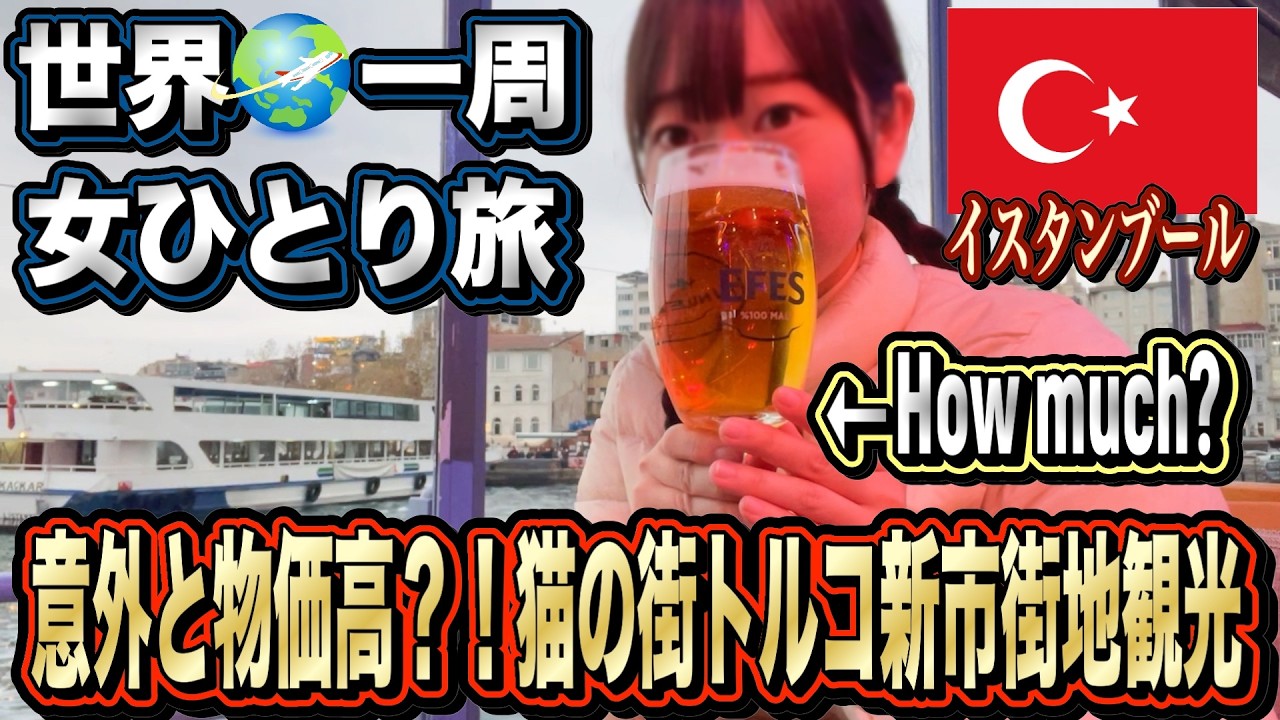 【世界一周/女ひとり旅８カ国目】トルコリラ大暴落！急激なインフレで物価高？！物価調査しながら賢く楽しむ猫の街イスタンブール！【新市街地観光編】