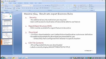 New Maximo 7604 Feature  Result Set Export