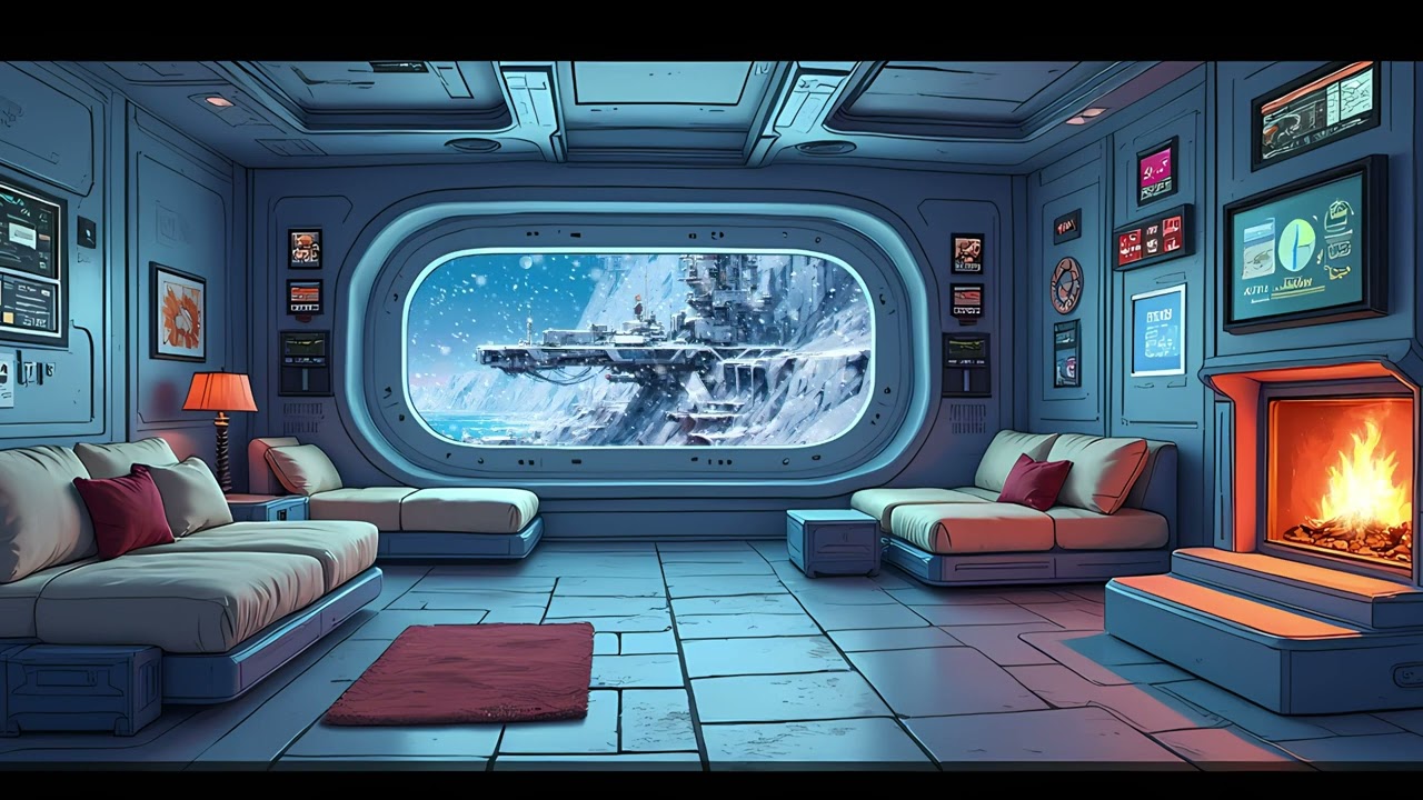 Stationed at an Antarctic research base, resting indoors on a snowy day in the warmth. ASMR/Blizzard