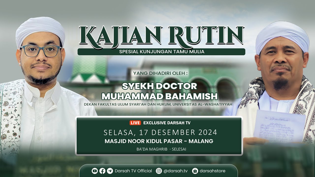 🔴LIVE | Kajian Rutin Masjid Noor Malang Spesial Kunjungan Tamu Syekh DR. Muhammad Bahamish