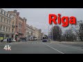 Driving in Riga. Latvia. 4K. Rīga. Latvija.  Lockdown time. European city.