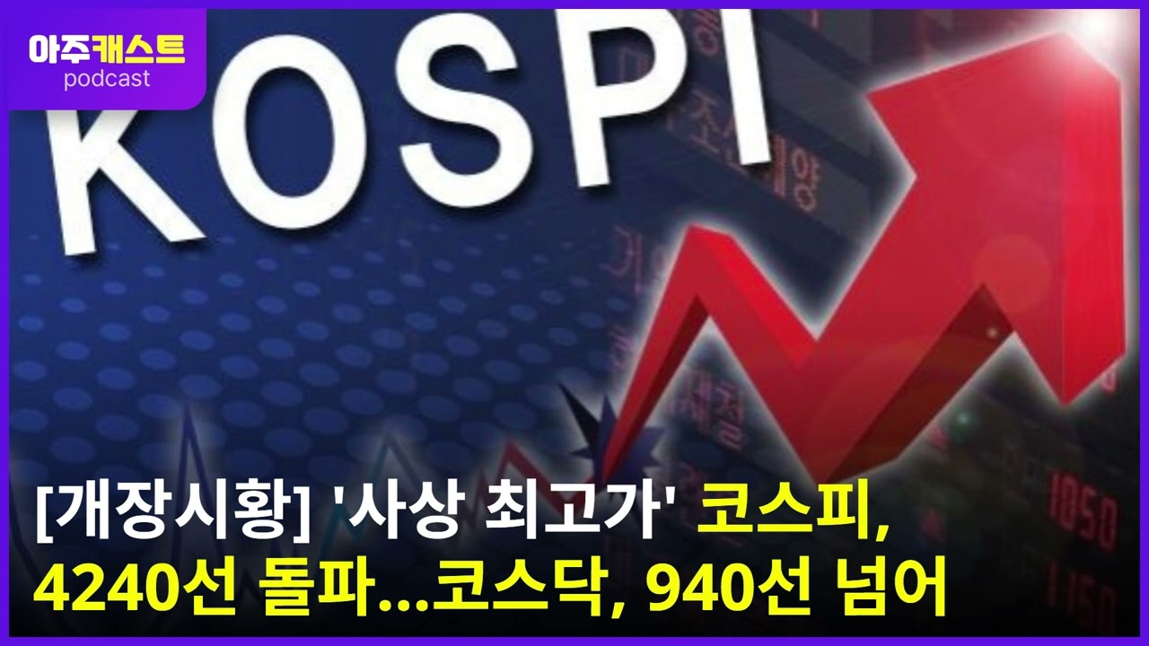 [개장시황] 사상 최고가 코스피, 4240선 돌파…코스닥, 940선 넘어