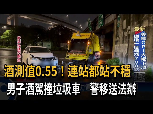 連站都站不穩！ 男子酒駕撞垃圾車－民視台語新聞