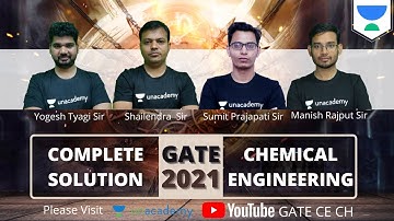 Complete Solution l GATE-21 Chemical Engineering l (Memory Based) by Shailendra Sir & Team