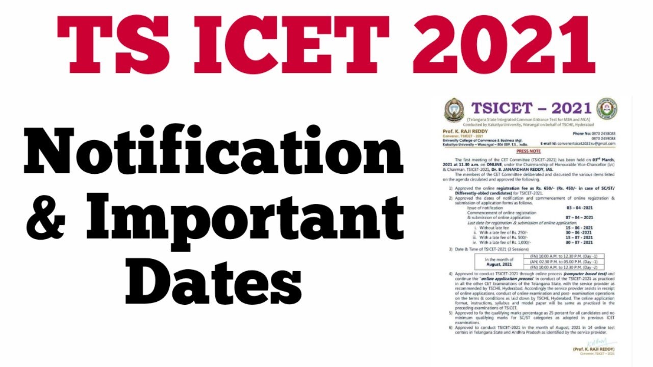TS ICET 2021 NOTIFICATION UPDATES | MBA MCA 2021 UPDATES