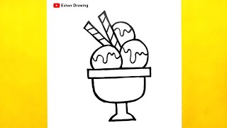 How To Draw A Cute Icecream Coloring Drawing For Kids Tutorial