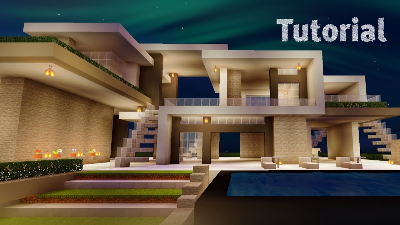 Minecraft モダンな豪邸の作り方 建築講座 Youtube