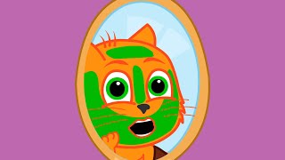 Cats Family in English - Mask For The Face Cartoon for Kids