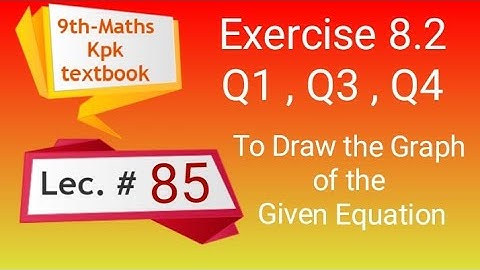 Exercise 8.2 , Linear graph of equation , class 9 Maths, Lecture 85 , Maths 9th