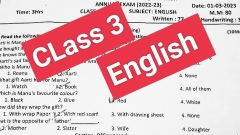 Class 3 English Sample paper 2023#pseb #solved #finalexam2023