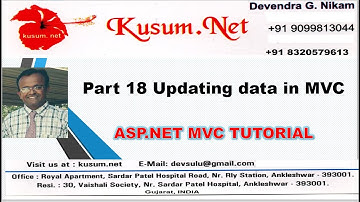 Part 18 Updating data in MVC || ASP.NET MVC TUTORIAL