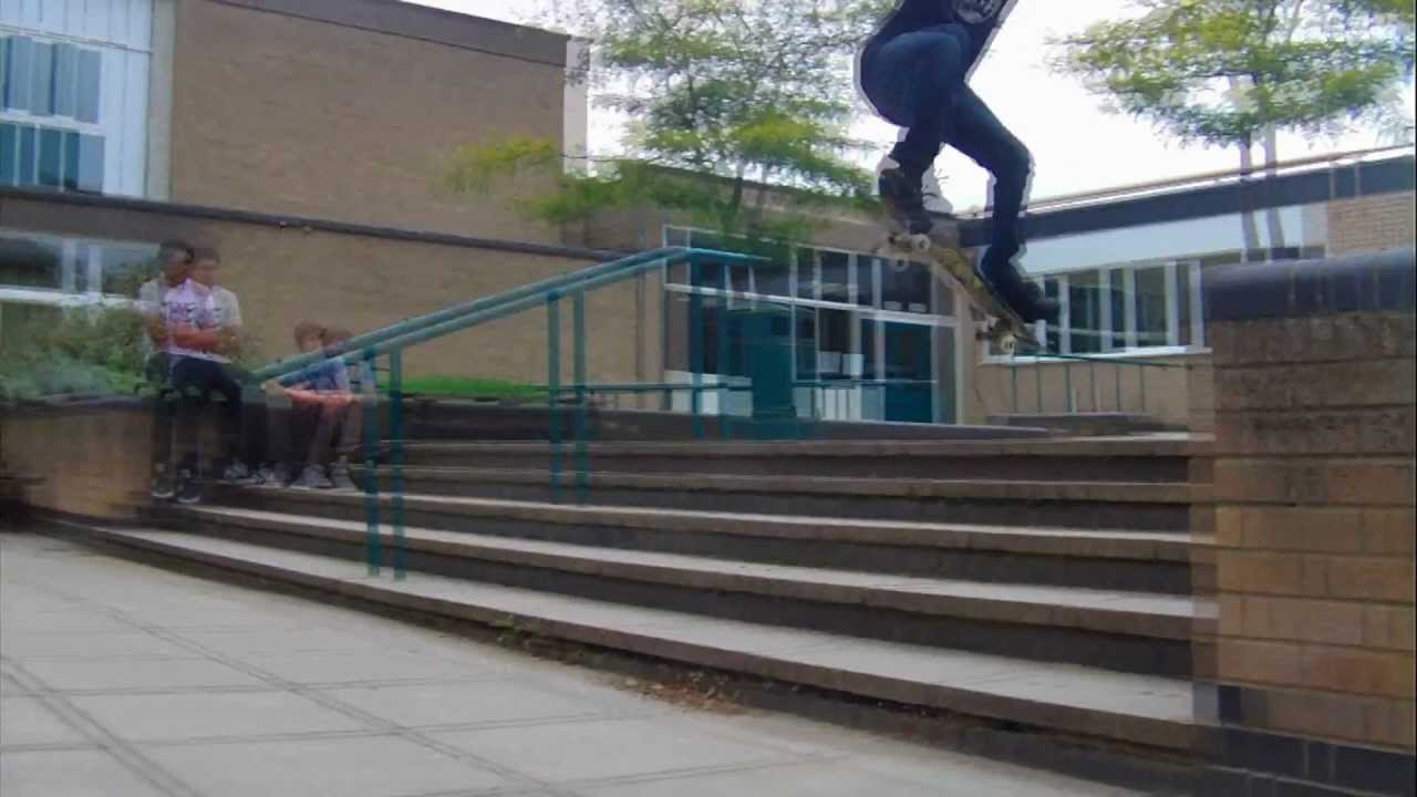 Kickflip 3 stair, ollie 5 stair (HD) YouTube
