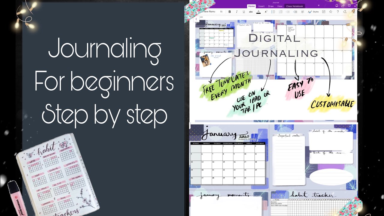 Digital Journaling (Monthly journals on Ipad/ Tab, journaling for