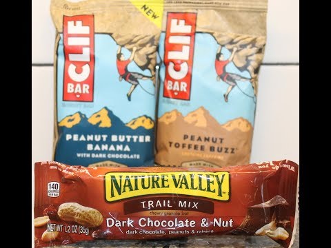 CLIF Peanut Butter Banana & Peanut Toffee Buzz Bars + Nature Valley Trail Mix Dark Chocolate & Nut
