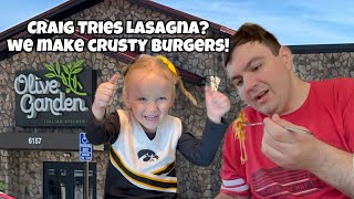 Does Craig Like Lasagna? We Made The Simpsons Crusty Burgers! Olive Garden Des Moines, Iowa