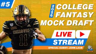 College Fantasy Football 2026 Mock Draft Live-Stream #5 w/ John Laub of Fantrax