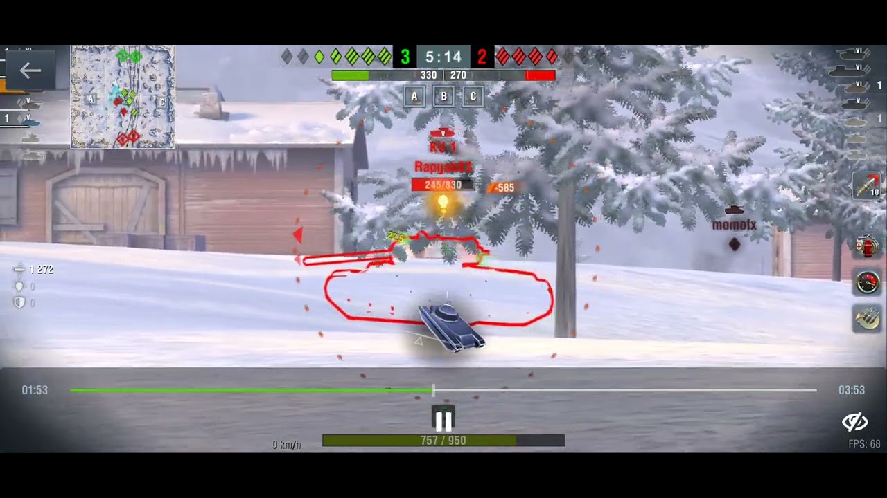 World of tanks blitz Kv-2     3386 sebzés  640 kivédett sebzés