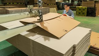 Process of Making Corrugated Boxes. Box Mass Production in Korea