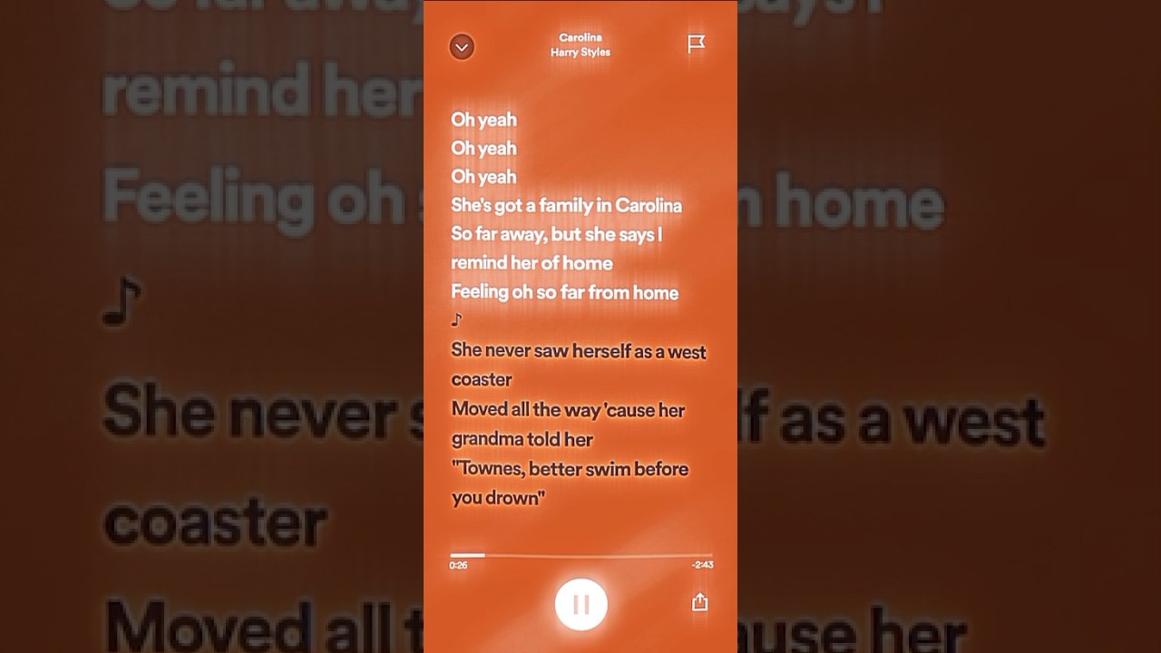 🧡Harry styles Carolina Spotify lyrics harrystyles edit fyp 