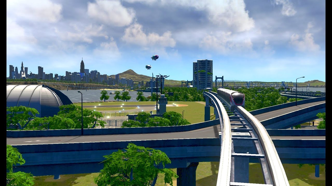 Cities Skylines Green Cities 17 モノレールで一周 Monorail Youtube