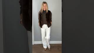 Chocolate Knit, Faux Fur Vest and Studded Bag Over White Wide Legs: Winter Chic Done Right #ootd