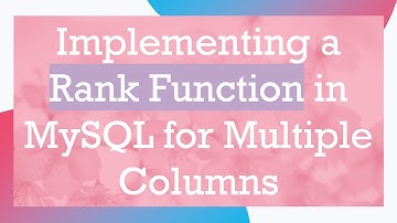 Implementing a Rank Function in MySQL for Multiple Columns