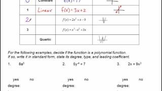 Introduction to Polynomial Functions