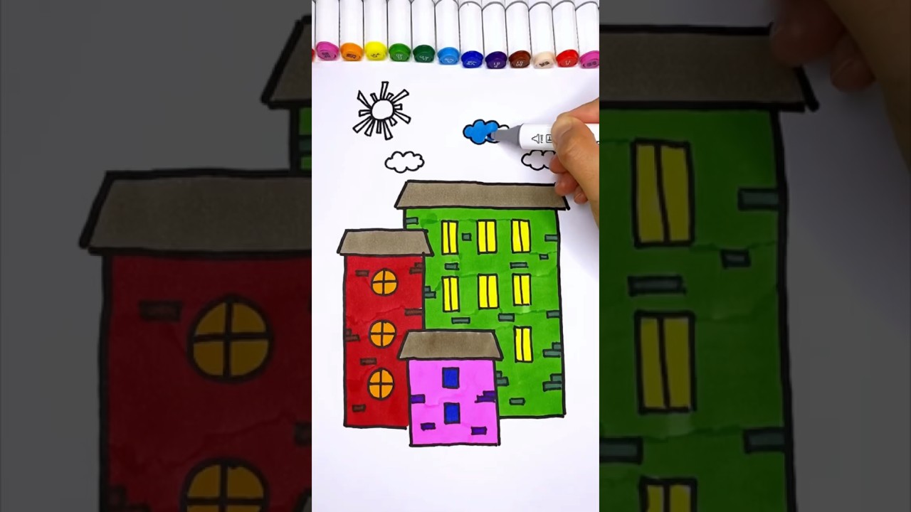 How to Draw Buildings Easy | Drawing for Kids Step by Step 