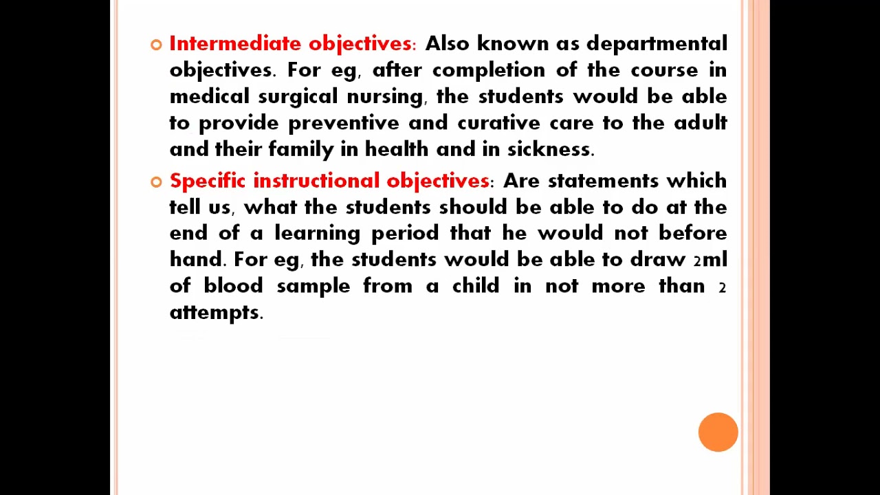 obe, general and specific objectives