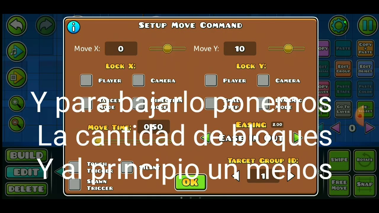 como usar el triger de movimiento en geometry dash - YouTube