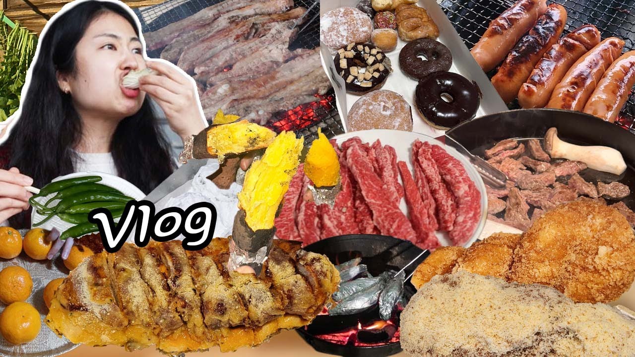 아부지 딸들이 좀 많이 먹죠?😂 여고 바이브ㅋㅋ 정읍 촌캉스🌳 삼겹살, 팀홀튼 도넛, 이웃집통통이 쿠키, 갈빗살, 군고구마, 제이엘 마늘빵 먹방 브이로그 Mukbang Vlog