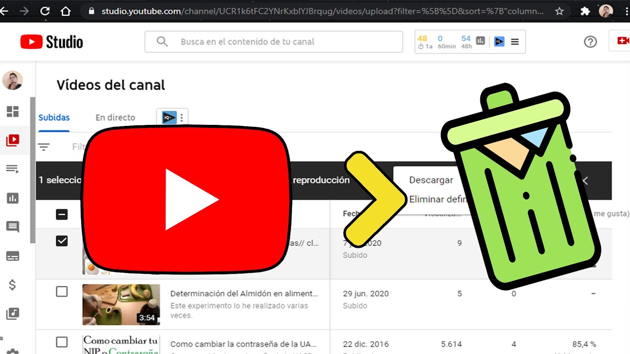Cómo BORRAR tus VIDEOS de YouTube ¡Para siempre! 🤩 - YouTube