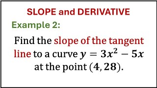 Slope and Derivative Example 2 Applications of Derivative #calculus #basiccalculus #derivative