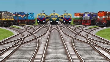 Indian Train Full Speed Train-s Work Railroads || Railfaning Crossing Simulator Railway Tracks🔋