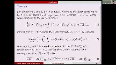 TURW02 | Prof. Claude Bardos | Zero viscosity limit for solutions of the Navier Stokes Equations