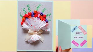 How To Make A Flower Bouquet Card | Birthday Greeting Card Ideas