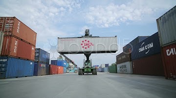 Loading And Unloading Cargo At The Port 3. Stock Footage