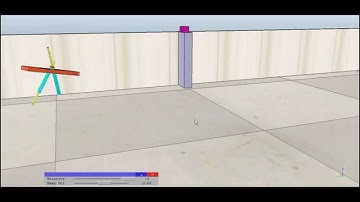 Planar Running Biped v2.2, Hits and steps on an obstacle, V-REP