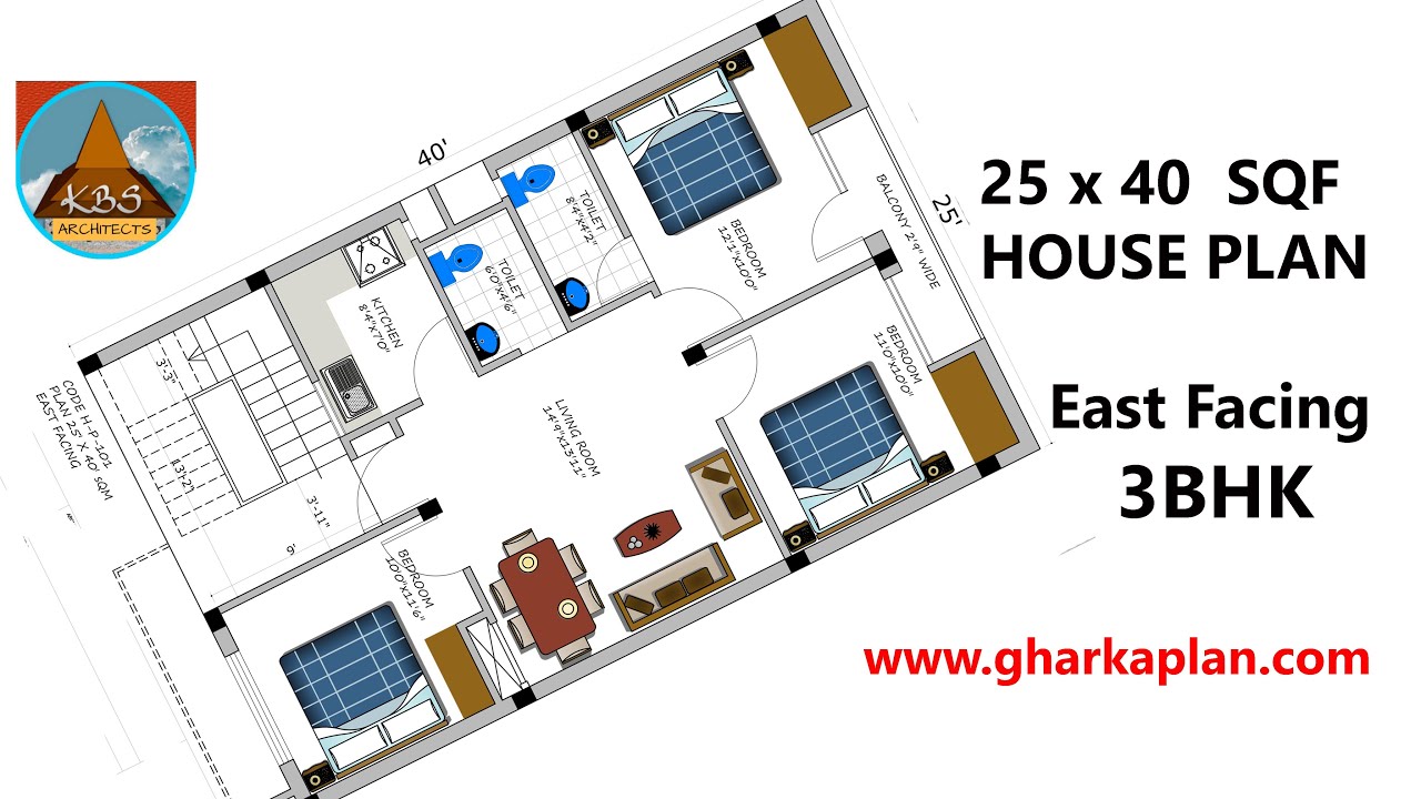 25'X40 SQF HOUSE PLAN | 3BHK | KBS ARCHITECTS