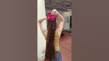 Tóc giả cột thẳng dài phối nơ xinh#toccot