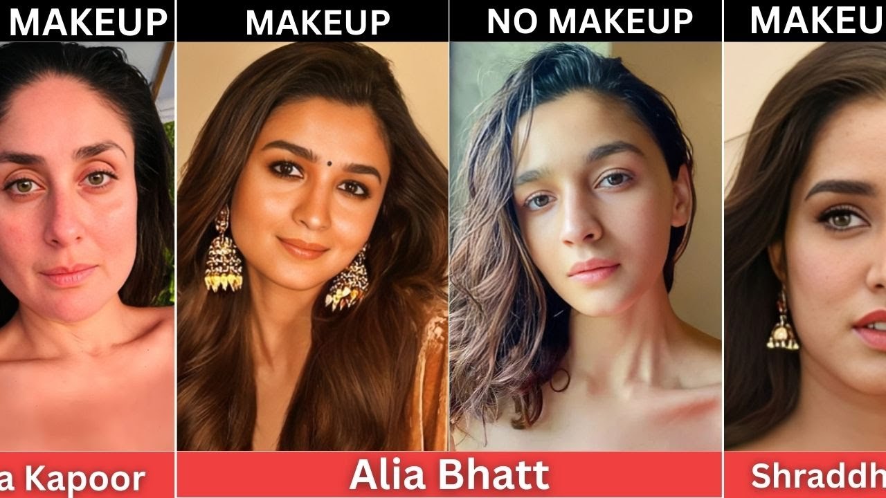 Bollywood & South Female Superstars 😍 | Natural Look vs Makeup Look (Before & After)