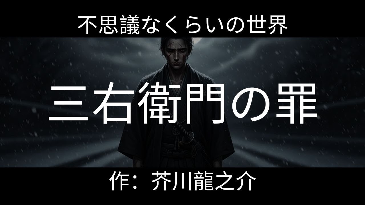 作品：『三右衛門の罪』作：芥川龍之介　朗読： 不思議なくらいの世界　 睡眠サポート、就寝前、ストレス解消、本好き、心に響く物語.空いた時間
