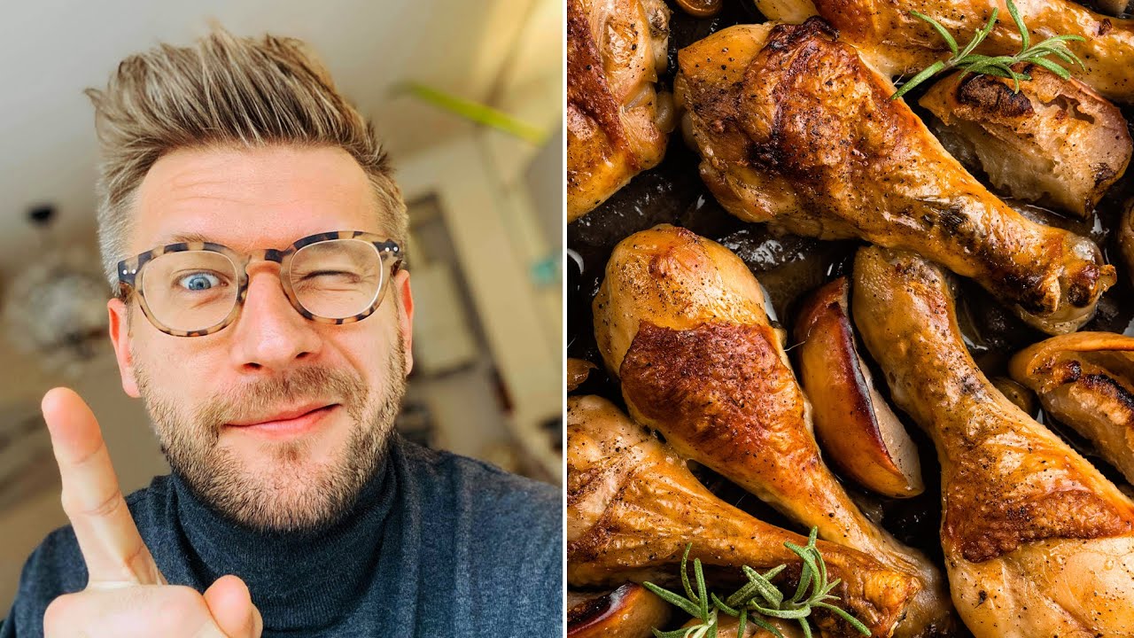 Greitai iškepamos vištienos blauzdelės ir  pavasariškai gaivios salotos. Alfas vienas namuose