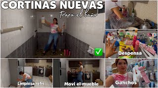 COMPRAS PARA LA CASITA🏡Cortinas para el BAÑO🚽/Despensa🛒/Movi el MUEBLE de lugar✨limpieza en el refri