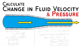 Calculate Change in Fluid Velocity & Pressure in a Tapering Pipe  |  Bernoulli's Law