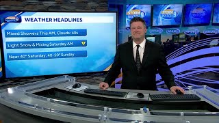 : Mixed Showers Friday Morning Before Light Snow Saturday